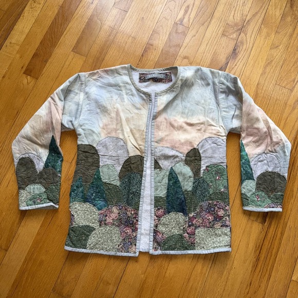 Lois Monterosso Jackets & Blazers - Vintage Jacket Multicolor Quilted Landscape Art To Wear Floral Cottagecore M*